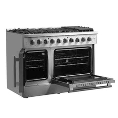 Forno 48-Inch Galiano Gas Range with 8 Gas Burners, 107,000 BTUs, & French Door Gas Oven in Stainless Steel - FFSGS6444-48 - The Home Selection