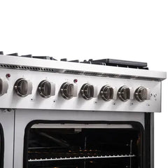 Forno 48-Inch Galiano Gas Range with 8 Gas Burners, 107,000 BTUs, & French Door Gas Oven in Stainless Steel - FFSGS6444-48 - The Home Selection