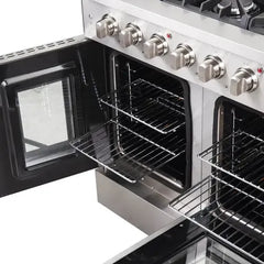 Forno 48-Inch Galiano Gas Range with 8 Gas Burners, 107,000 BTUs, & French Door Gas Oven in Stainless Steel - FFSGS6444-48 - The Home Selection