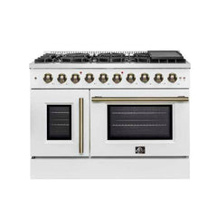 Forno 48-Inch Galiano Gas Range with 8 Gas Burners, 107,000 BTUs, & French Door Gas Oven in Stainless Steel - FFSGS6444-48 - The Home Selection