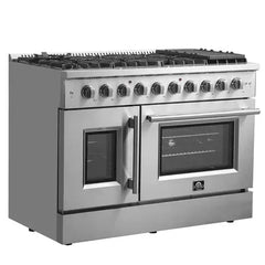 Forno 48-Inch Galiano Gas Range with 8 Gas Burners, 107,000 BTUs, & French Door Gas Oven in Stainless Steel - FFSGS6444-48 - The Home Selection