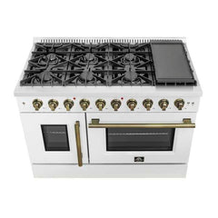 Forno 48-Inch Galiano Gas Range with 8 Gas Burners, 107,000 BTUs, & French Door Gas Oven in Stainless Steel - FFSGS6444-48 - The Home Selection