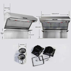 Forno 48" Wall Mount Range Hood with Red Light Warmer, Shelf/Backsplash, and 1200 CFM Motor - FRHWM5029-48HB - The Home Selection