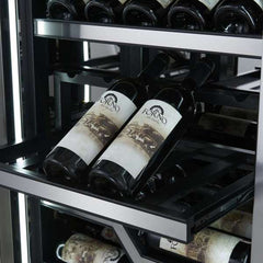 FORNO Abruzzo 48-Inch Dual Zone Wine Cellar, 102 Bottles, 24 cu. ft., Clear Acrylic Holders & Stainless Trim Shelves - FWCDR6611-48S - The Home Selection