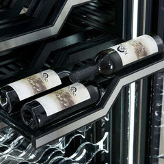 FORNO Abruzzo 48-Inch Dual Zone Wine Cellar, 102 Bottles, 24 cu. ft., Clear Acrylic Holders & Stainless Trim Shelves - FWCDR6611-48S - The Home Selection