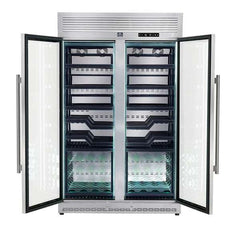 FORNO Abruzzo 48-Inch Dual Zones Wine Cellar, 102 Bottles, 24 cu. ft., Green Acrylic Holders & Black Shelves - FWCDR6610-48S - The Home Selection