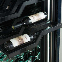 FORNO Abruzzo 48-Inch Dual Zones Wine Cellar, 102 Bottles, 24 cu. ft., Green Acrylic Holders & Black Shelves - FWCDR6610-48S - The Home Selection