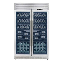 FORNO Abruzzo 48-Inch Dual Zones Wine Cellar, 102 Bottles, 24 cu. ft., Green Acrylic Holders & Black Shelves - FWCDR6610-48S - The Home Selection