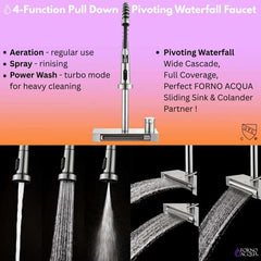 FORNO ACQUA 33 in. Drop-In/Undermount 3-Level MultiSINK Workstation Sink with Waterfall Faucet & Glass Rinser - E-XP31 - The Home Selection