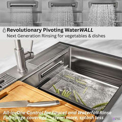 FORNO ACQUA 33 in. Drop-In/Undermount 3-Level Workstation with Retractable Faucet & Glass Rinser - D-ZP30 - The Home Selection
