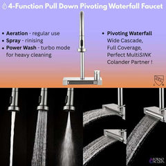 FORNO ACQUA 33 in. Drop-In/Undermount MultiSINK Workstation Sink with Waterfall Faucet & Glass Rinser - E-XP30 - The Home Selection