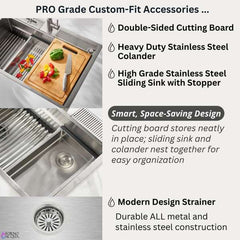FORNO ACQUA 45 in. Drop-In/Undermount 3-Level Workstation Sink with Two Faucets & Glass Rinser - J-WP31 - The Home Selection