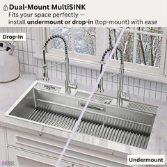 FORNO ACQUA 45 in. Drop-In/Undermount 3-Level Workstation Sink with Two Faucets & Glass Rinser - J-WP31 - The Home Selection