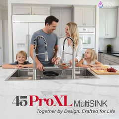 FORNO ACQUA 45 in. Drop-In/Undermount 3-Level Workstation Sink with Two Faucets & Glass Rinser - J-WP31 - The Home Selection