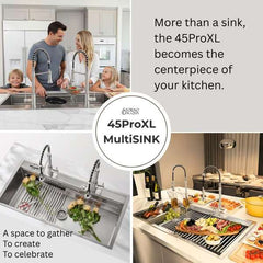 FORNO ACQUA 45 in. Drop-In/Undermount 3-Level Workstation Sink with Two Faucets & Glass Rinser - J-WP31 - The Home Selection
