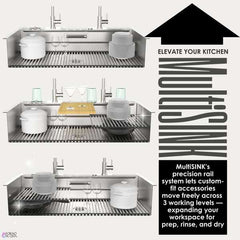 FORNO ACQUA 45 in. Undermount 3-Level Workstation MultiSINK with Custom-Fit Accessories - JUXN70 - The Home Selection