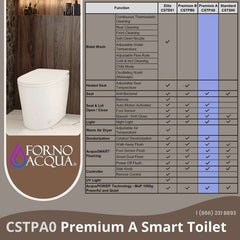 FORNO ACQUA Luxurious Smart Toilet – Premium A Smart Toilet w/ Auto Flush - CSTPA0 - The Home Selection