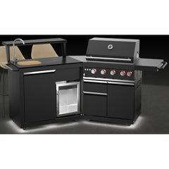Forno All'Aperto 62,600 BTU BBQ with 3 Stainless-Steel Burners & Infrared Burners & Sink Module with Black Sintered Stone Countertops, Bar & Beverage Center - FODKT2582BLK - The Home Selection