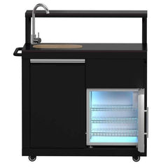 Forno All'Aperto 62,600 BTU BBQ with 3 Stainless-Steel Burners & Infrared Burners & Sink Module with Black Sintered Stone Countertops, Bar & Beverage Center - FODKT2582BLK - The Home Selection