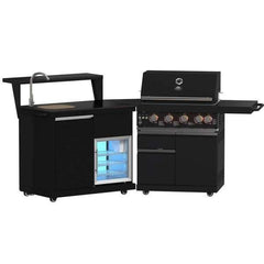Forno All'Aperto 62,600 BTU BBQ with 3 Stainless-Steel Burners & Infrared Burners & Sink Module with Black Sintered Stone Countertops, Bar & Beverage Center - FODKT2582BLK - The Home Selection