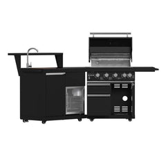Forno All'Aperto 62,600 BTU BBQ with 3 Stainless-Steel Burners & Infrared Burners & Sink Module with Black Sintered Stone Countertops, Bar & Beverage Center - FODKT2582BLK - The Home Selection