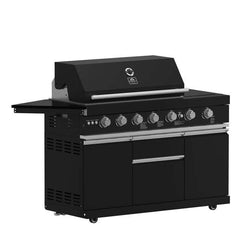 Forno All'Aperto 87,600 BTU BBQ with 4 Stainless-Steel Burners with Infrared Burners & Side Burner, Sink Module with Black Sintered Stone Countertops, Gaz Pizza Oven, Bar & Beverage Center - FODKT2551BLK - The Home Selection