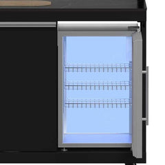 Forno All'Aperto 87,600 BTU BBQ with 4 Stainless-Steel Burners with Infrared Burners & Side Burner, Sink Module with Black Sintered Stone Countertops, Gaz Pizza Oven, Bar & Beverage Center - FODKT2551BLK - The Home Selection
