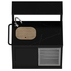 Forno All'Aperto 87,600 BTU BBQ with 4 Stainless-Steel Burners with Infrared Burners & Side Burner, Sink Module with Black Sintered Stone Countertops, Gaz Pizza Oven, Bar & Beverage Center - FODKT2551BLK - The Home Selection