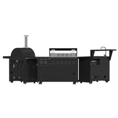 Forno All'Aperto 87,600 BTU BBQ with 4 Stainless-Steel Burners with Infrared Burners & Side Burner, Sink Module with Black Sintered Stone Countertops, Gaz Pizza Oven, Bar & Beverage Center - FODKT2551BLK - The Home Selection