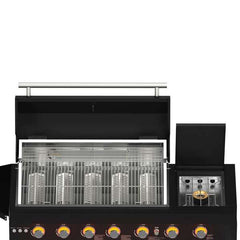 Forno All'Aperto 87,600 BTU BBQ with 4 Stainless-Steel Burners with Infrared Burners & Side Burner, Sink Module with Black Sintered Stone Countertops, Gaz Pizza Oven, Bar & Beverage Center - FODKT2551BLK - The Home Selection