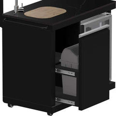 Forno All'Aperto 87,600 BTU BBQ with 4 Stainless-Steel Burners with Infrared Burners & Side Burner, Sink Module with Black Sintered Stone Countertops, Gaz Pizza Oven, Bar & Beverage Center - FODKT2551BLK - The Home Selection