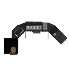Forno All'Aperto 99,600 BTU BBQ with 5 Stainless-Steel Burners with Infrared Burners & Side Burner, Sink Module with Black Sintered Stone Countertops, Plancha, Gas Pizza Oven, Bar & Beverage Center - FODKT2568BLK - The Home Selection