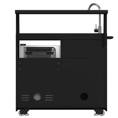 Forno All'Aperto 99,600 BTU BBQ with 5 Stainless-Steel Burners with Infrared Burners & Side Burner, Sink Module with Black Sintered Stone Countertops, Plancha, Gas Pizza Oven, Bar & Beverage Center - FODKT2568BLK - The Home Selection