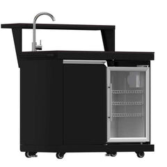 Forno All'Aperto 99,600 BTU BBQ with 5 Stainless-Steel Burners with Infrared Burners & Side Burner, Sink Module with Black Sintered Stone Countertops, Plancha, Gas Pizza Oven, Bar & Beverage Center - FODKT2568BLK - The Home Selection