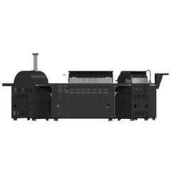 Forno All'Aperto 99,600 BTU BBQ with 5 Stainless-Steel Burners with Infrared Burners & Side Burner, Sink Module with Black Sintered Stone Countertops, Plancha, Gas Pizza Oven, Bar & Beverage Center - FODKT2568BLK - The Home Selection