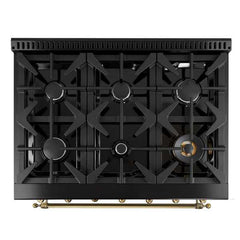 Forno Antico 36-inch Dual Fuel Range and Antique Brass Design with 6 Sealed Gas Burners and Electric Convection Oven - FFSGS6113-36 - The Home Selection
