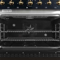 Forno Antico 36-inch Dual Fuel Range and Antique Brass Design with 6 Sealed Gas Burners and Electric Convection Oven - FFSGS6113-36 - The Home Selection