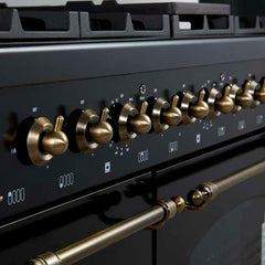 Forno Antico 48-Inch Dual Fuel Range, with Antique Brass Finish, 8 Burners, 94,000 BTU, 5.5 cu.ft. Double Ovens & Griddle - FFSGS6113-48 - The Home Selection