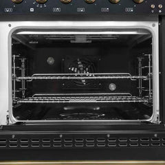 Forno Antico 48-Inch Dual Fuel Range, with Antique Brass Finish, 8 Burners, 94,000 BTU, 5.5 cu.ft. Double Ovens & Griddle - FFSGS6113-48 - The Home Selection