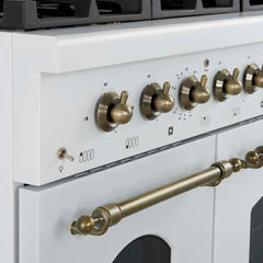 Forno Antico 48-Inch Dual Fuel Range, with Antique Brass Finish, 8 Burners, 94,000 BTU, 5.5 cu.ft. Double Ovens & Griddle - FFSGS6113-48 - The Home Selection