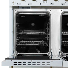 Forno Antico 48-Inch Dual Fuel Range, with Antique Brass Finish, 8 Burners, 94,000 BTU, 5.5 cu.ft. Double Ovens & Griddle - FFSGS6113-48 - The Home Selection