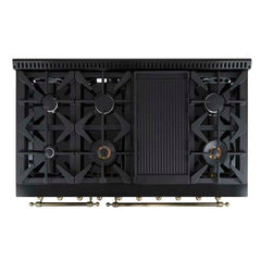 Forno Antico 48-Inch Dual Fuel Range, with Antique Brass Finish, 8 Burners, 94,000 BTU, 5.5 cu.ft. Double Ovens & Griddle - FFSGS6113-48 - The Home Selection