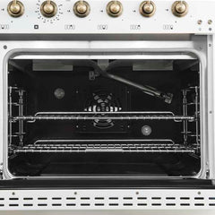 Forno Antico 48-Inch Freestanding Gas Range, Antique Brass Design, 8 Burners, Griddle, Double Ovens, Energy Efficient - FFSGS6219-48 - The Home Selection