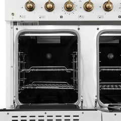 Forno Antico 48-Inch Freestanding Gas Range, Antique Brass Design, 8 Burners, Griddle, Double Ovens, Energy Efficient - FFSGS6219-48 - The Home Selection