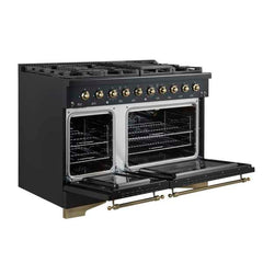 Forno Antico 48-Inch Freestanding Gas Range, Antique Brass Design, 8 Burners, Griddle, Double Ovens, Energy Efficient - FFSGS6219-48 - The Home Selection
