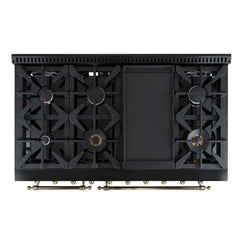 Forno Antico 48-Inch Freestanding Gas Range, Antique Brass Design, 8 Burners, Griddle, Double Ovens, Energy Efficient - FFSGS6219-48 - The Home Selection