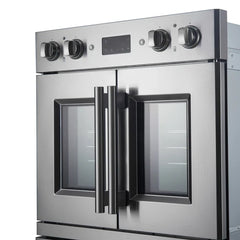 Forno Asti 30-Inch Double Electric Wall Oven with Upper French Doors in Stainless Steel, 7.36 cu. ft. Dual True Convection, 7,200W, Air Fry, Self-Clean - FBOEL1340-30 - The Home Selection