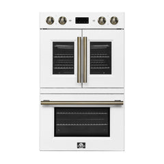 Forno Asti 30-Inch Double Electric Wall Oven with Upper French Doors in Stainless Steel, 7.36 cu. ft. Dual True Convection, 7,200W, Air Fry, Self-Clean - FBOEL1340-30 - The Home Selection