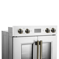 Forno Asti 30-Inch Double Electric Wall Oven with Upper French Doors in Stainless Steel, 7.36 cu. ft. Dual True Convection, 7,200W, Air Fry, Self-Clean - FBOEL1340-30 - The Home Selection