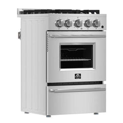 Forno Breno 24-Inch Freestanding Gas Range, Plug Included, Energy Efficient - FFSGS6290-24 - The Home Selection